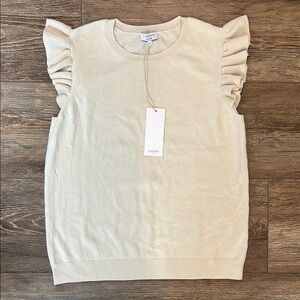 J. Society Women's Size Large Cream 100% Cotton Ruffle Tank NWT